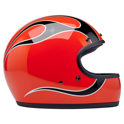 Biltwell Gringo Helmet Comp Orange Flames - Helmets Full Face at Pedro’s Parts