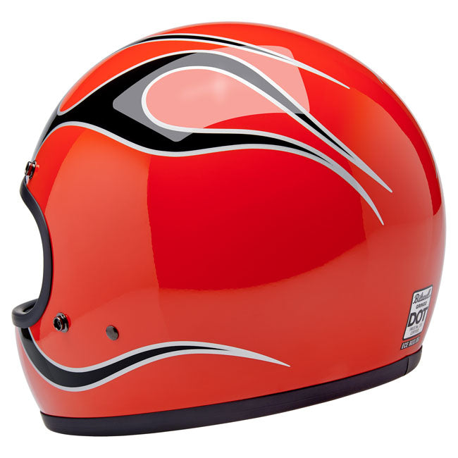 Biltwell Gringo Helmet Comp Orange Flames - Helmets Full Face at Pedro’s Parts