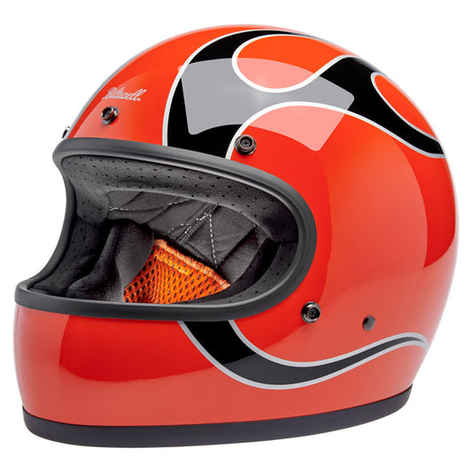Biltwell Gringo Helmet Comp Orange Flames - Helmets Full Face at Pedro’s Parts