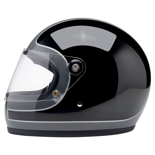 Biltwell Gringo S Helmet Storm Grey/Black Tracker Gloss - Helmets Full Face at Pedro’s Parts