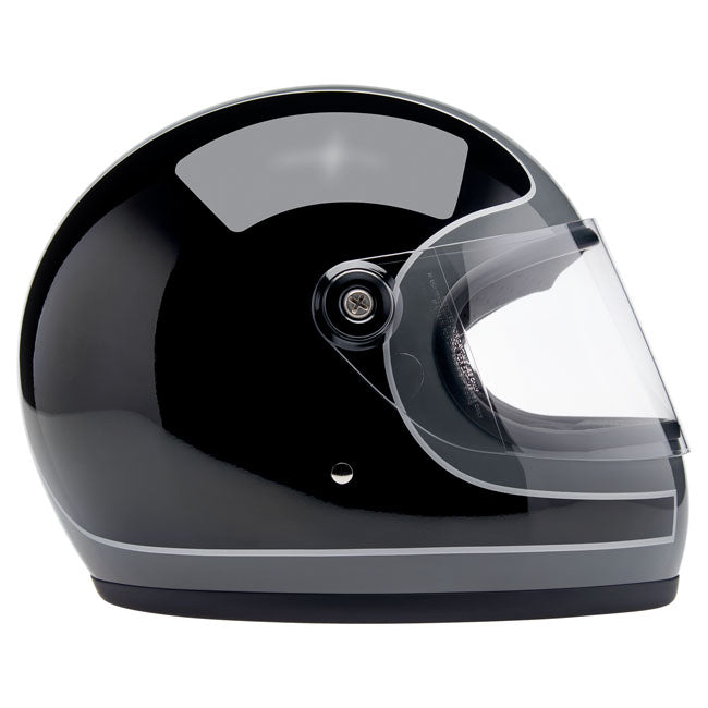 Biltwell Gringo S Helmet Storm Grey/Black Tracker Gloss - Helmets Full Face at Pedro’s Parts