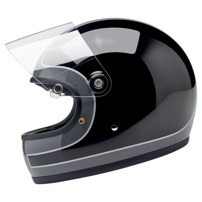 Biltwell Gringo S Helmet Storm Grey/Black Tracker Gloss - Helmets Full Face at Pedro’s Parts