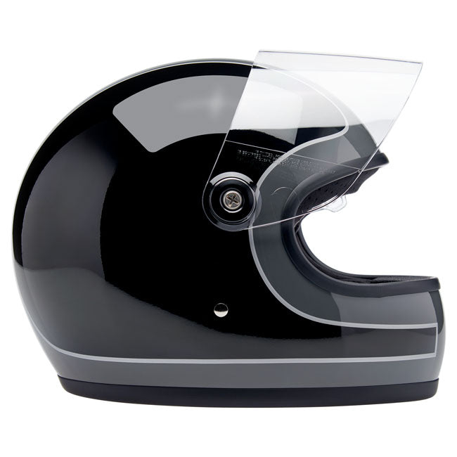 Biltwell Gringo S Helmet Storm Grey/Black Tracker Gloss - Helmets Full Face at Pedro’s Parts