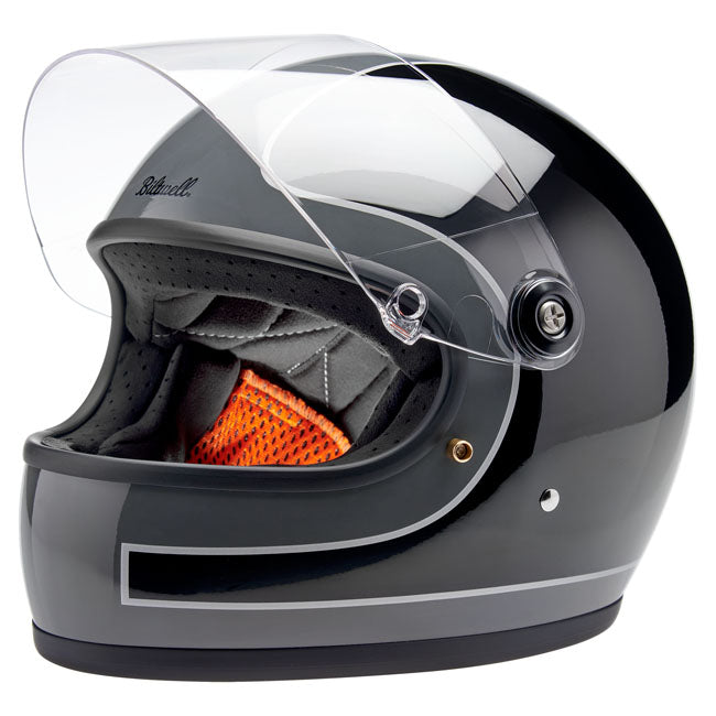 Biltwell Gringo S Helmet Storm Grey/Black Tracker Gloss - Helmets Full Face at Pedro’s Parts