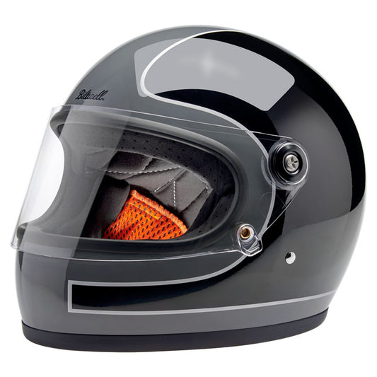 Biltwell Gringo S Helmet Storm Grey/Black Tracker Gloss - Helmets Full Face at Pedro’s Parts