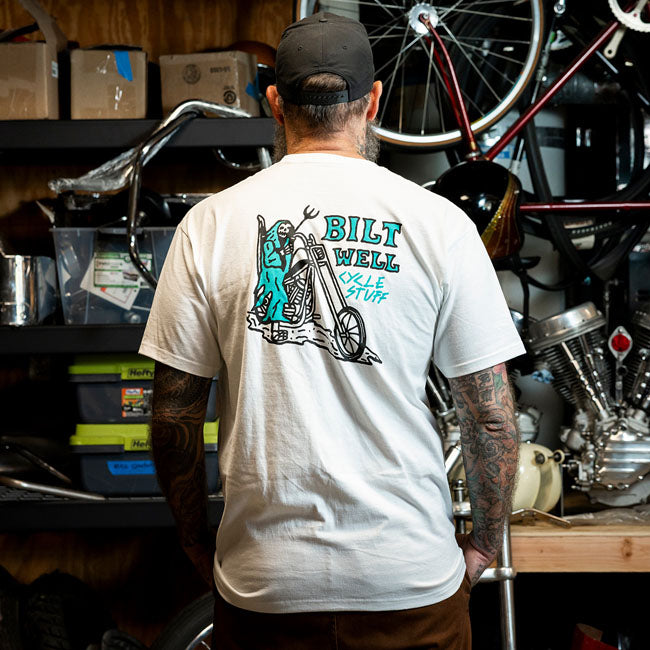 Biltwell Reaper T-Shirt white from Biltwell at Pedro’s Parts