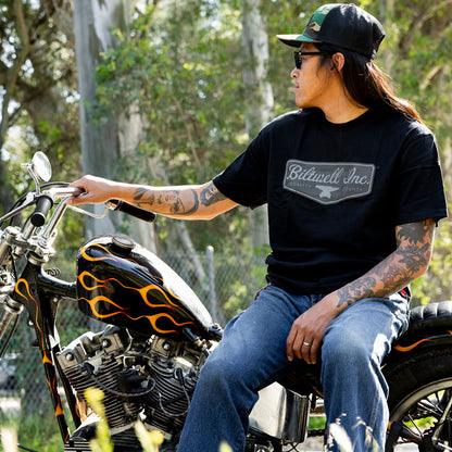 Biltwell Grey shield T-Shirt black from Biltwell at Pedro’s Parts