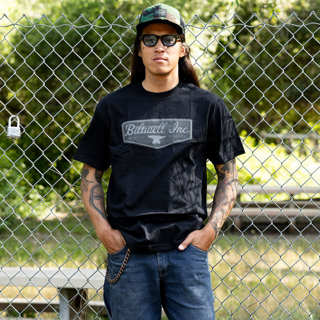 Biltwell Grey shield T-Shirt black from Biltwell at Pedro’s Parts