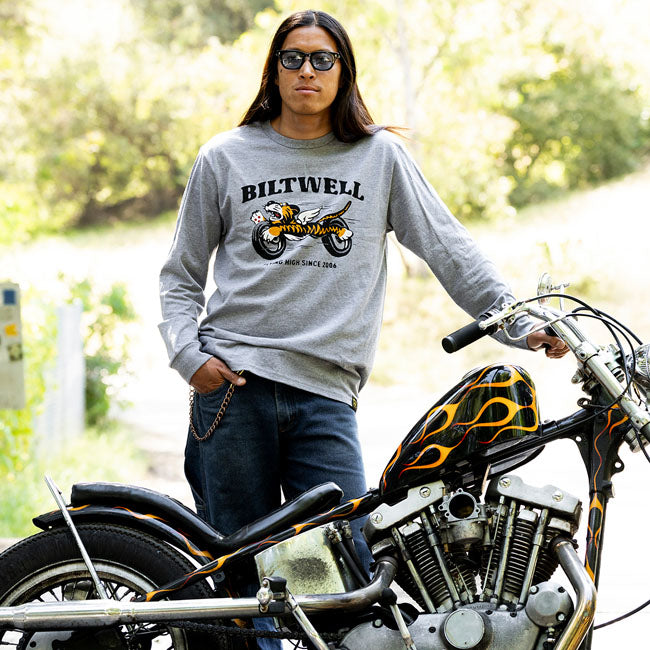 Biltwell Tiger long sleeve graphite from Biltwell at Pedro’s Parts