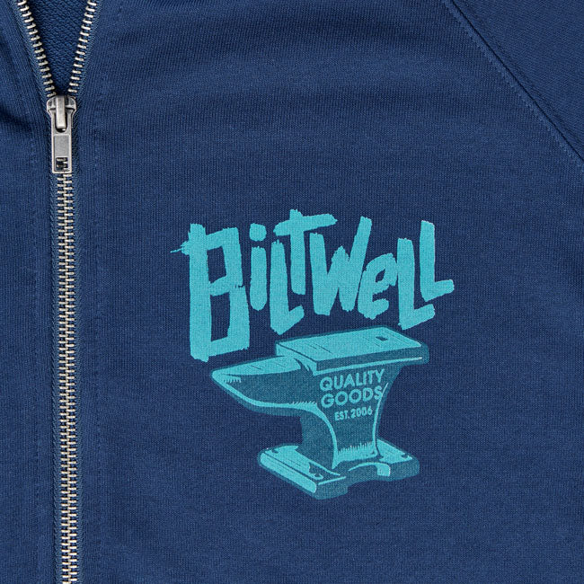 Biltwell Anvil zip Hoodie blue from Biltwell at Pedro’s Parts