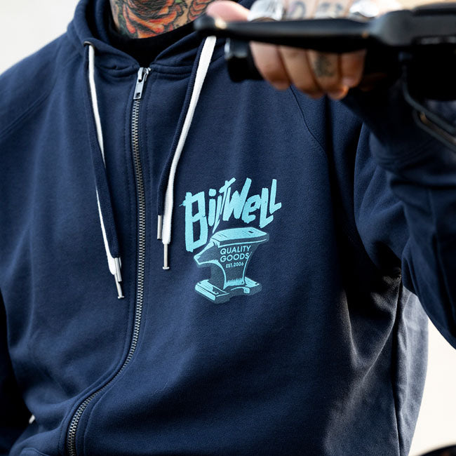 Biltwell Anvil zip Hoodie blue from Biltwell at Pedro’s Parts