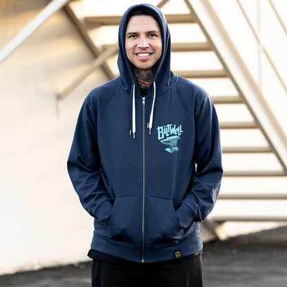 Biltwell Anvil zip Hoodie blue from Biltwell at Pedro’s Parts