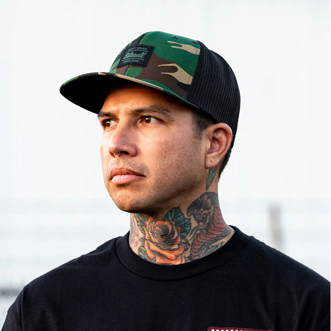 Biltwell Woodland trucker cap camo from Biltwell at Pedro’s Parts