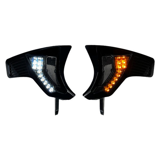 Custom Dynamics Turn Signal LED Vent Inserts - Front - Black - Custom Dynamics mirrors with turn signals at Pedro's Parts