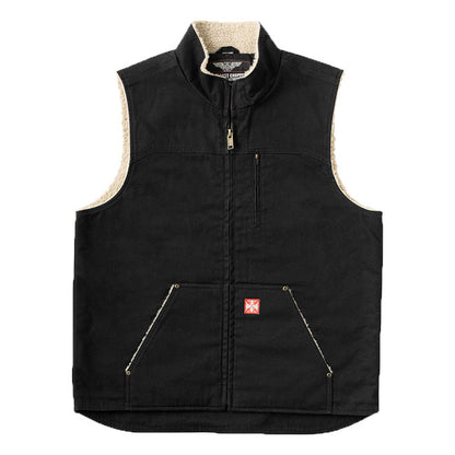 WCC Sherpa Lined Canvas Workvest Black