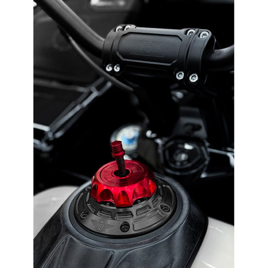HeinzBikes, 'Performance' Vented Gas Cap Set. Black/Red