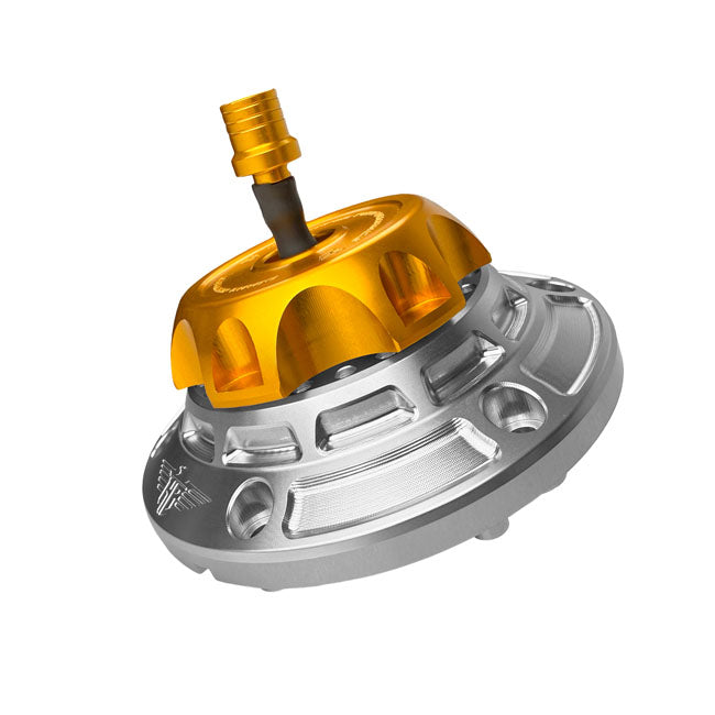 HeinzBikes, 'Performance' Vented Gas Cap Set. Silver/Gold