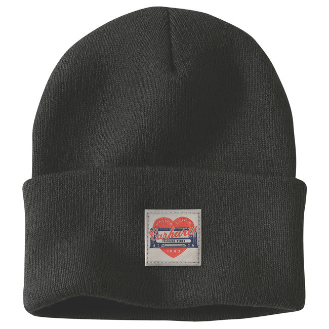 Carhartt Knit Heart Patch Beanie Black