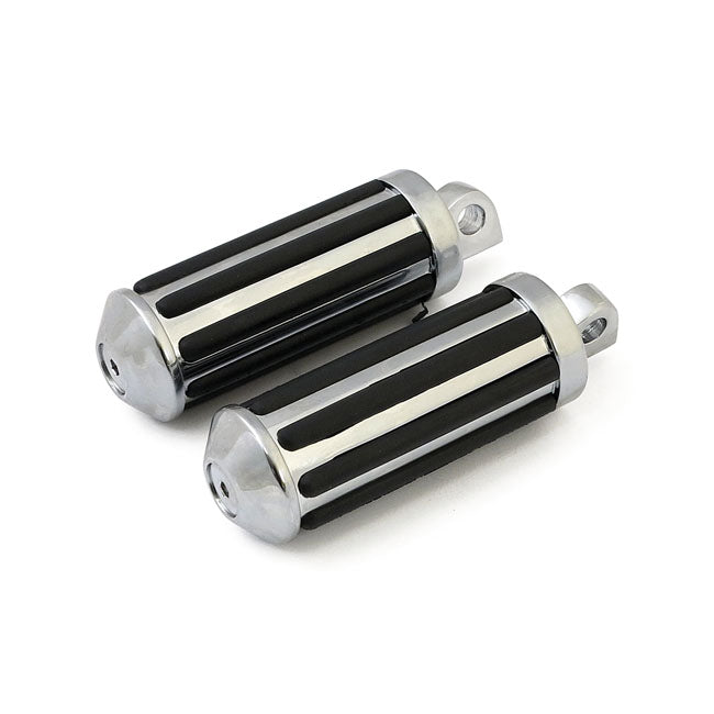Rail Foot Pegs Large Diameter. Chrome W/rubber Inlays