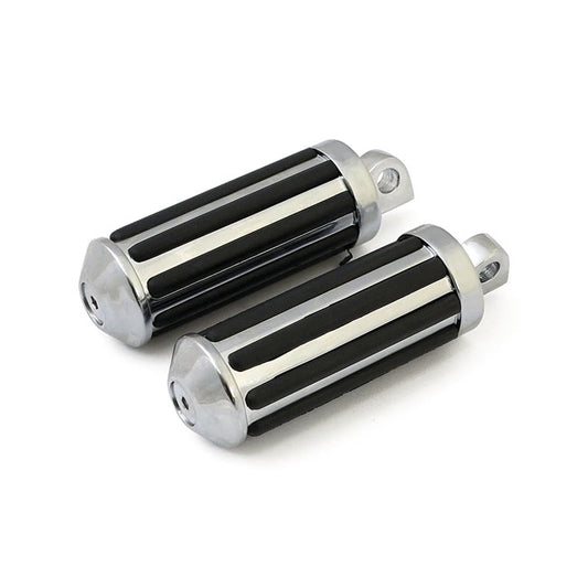 Rail Foot Pegs Large Diameter. Chrome W/rubber Inlays