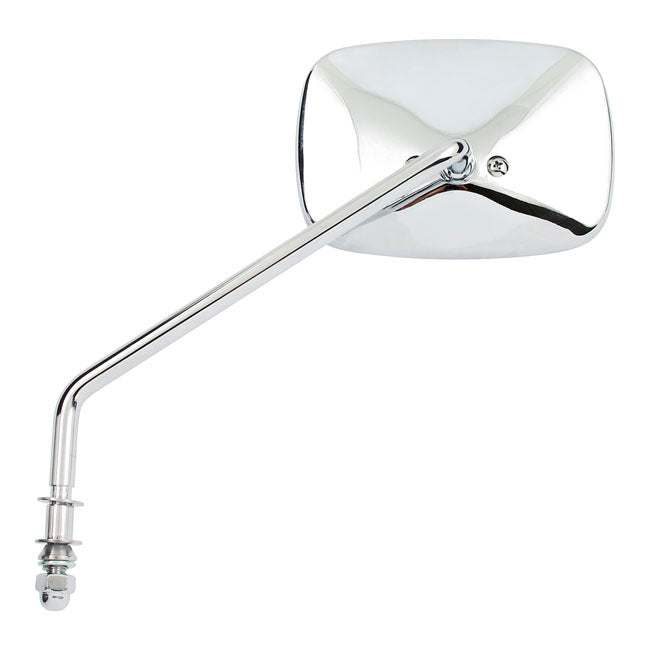 Late OEM Style Mirror, Long Stem, Left Side. Chrome