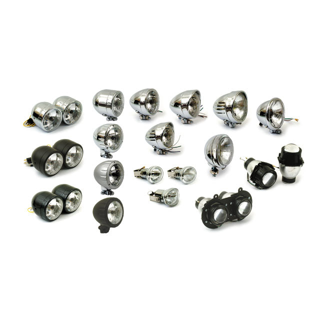 Dual 4" H4 Headlamp Assembly. Chrome