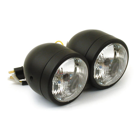 Dual 4" H4 Headlamp Assembly. Black
