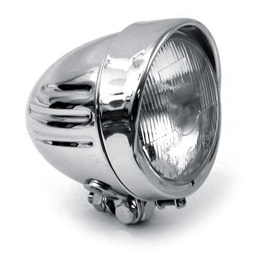 Bullet 4-1/2" Duplo Headlamp. Ribbed. Visor. Chrome