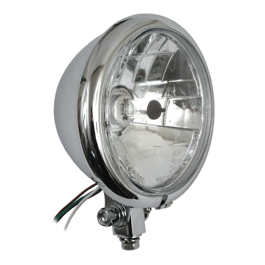 Bates Style 5-3/4" Prismic H4 Headlamp. Chrome