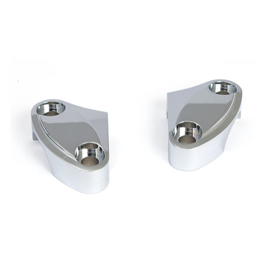 Handlebar Top Clamp Set. Chrome, Scalloped
