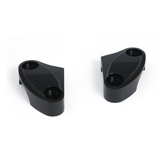 Handlebar Top Clamp Set. Black, Scalloped