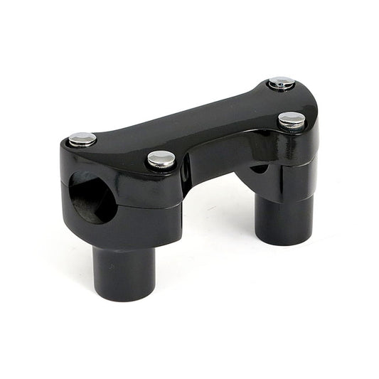 2" Rise Handlebar Riser Set + Top Clamp with Lip. Black