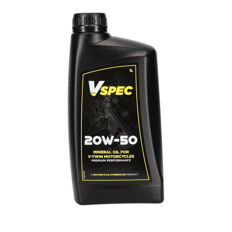 Vspec, 20W50 (mineral) motor oil. 1 liter bottle.