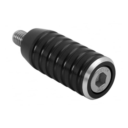 Motone, Shifter End Peg Ribbed. Black Anodized