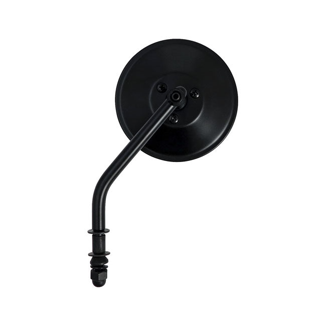 Steel 4" Round Mirror. Black, Short Stem