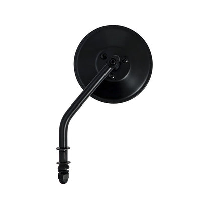 Steel 4" Round Mirror. Black, Short Stem