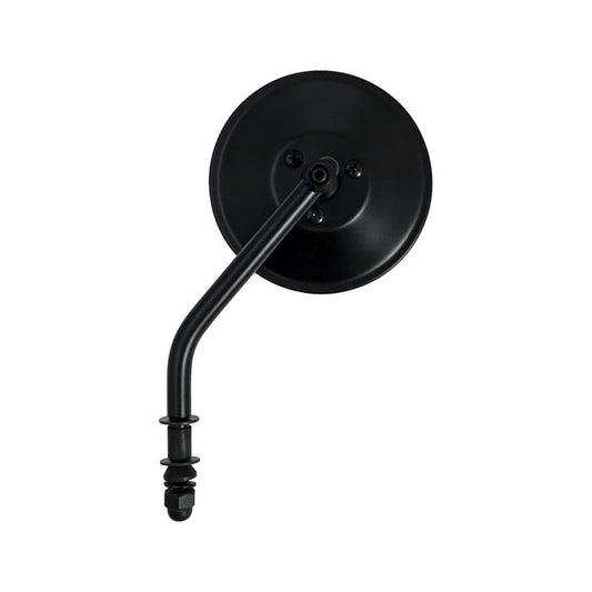Steel 4" Round Mirror. Black, Short Stem