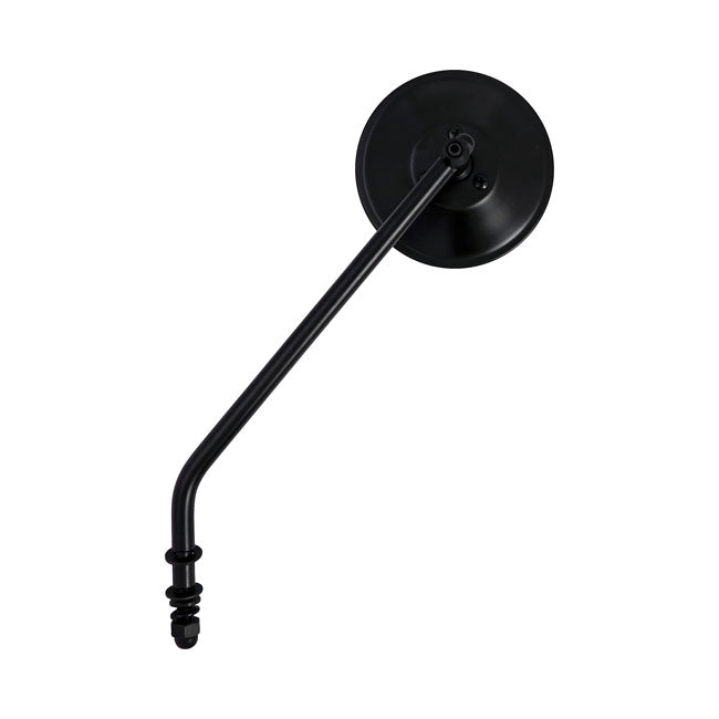 Steel 4" Round Mirror. Black, Long Stem