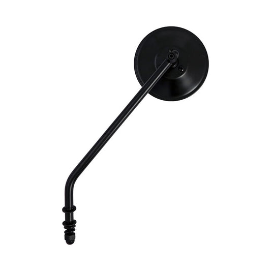 Steel 4" Round Mirror. Black, Long Stem