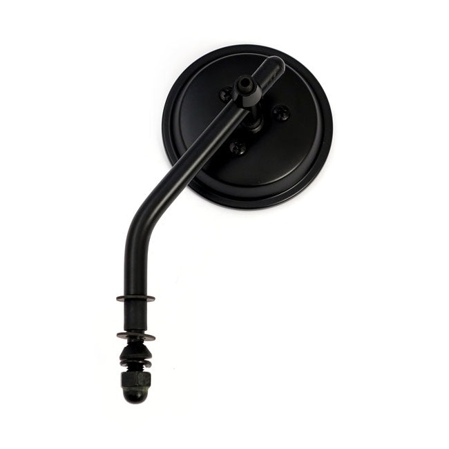 Steel 3" Round Mirror. Black, Short Stem