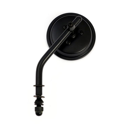 Steel 3" Round Mirror. Black, Short Stem