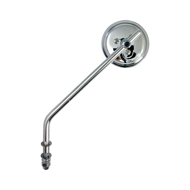 Steel 3" Round Mirror. Chrome, Long Stem