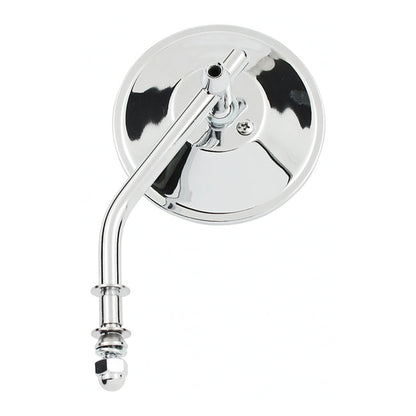 Steel 4" Round Mirror. Chrome, Short Stem
