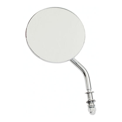 Steel 4" Round Mirror. Chrome, Short Stem