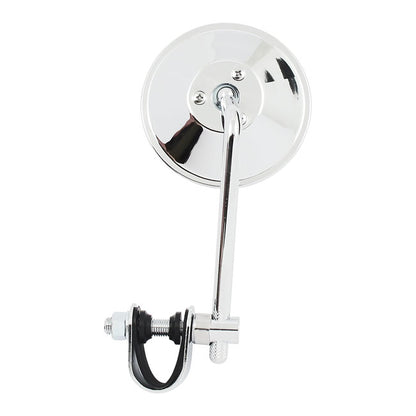 Round Clamp-On Style Steel Mirror, 4" with 5" Stem