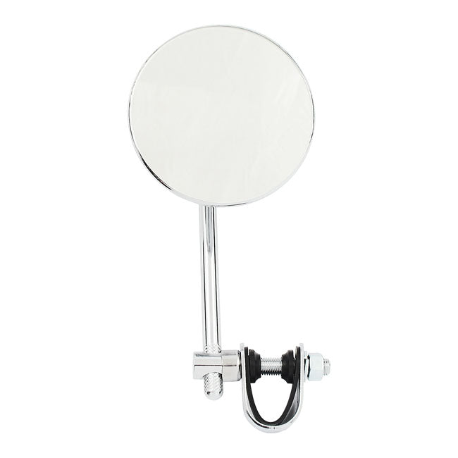 Round Clamp-On Style Steel Mirror, 4" with 5" Stem