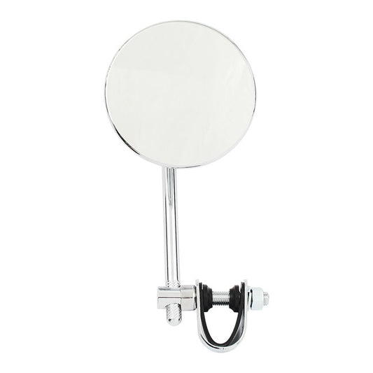 Round Clamp-On Style Steel Mirror, 4" with 5" Stem