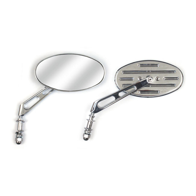 Slotted Cateye Mirror. Chrome, Short Stem