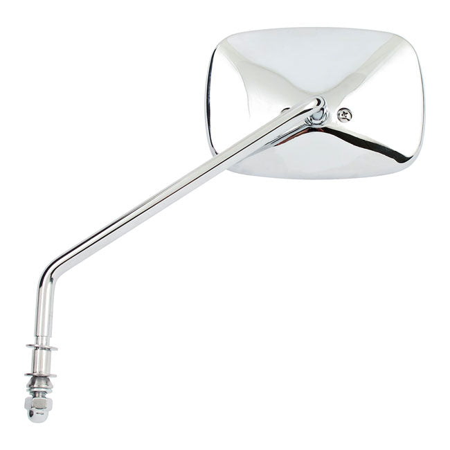 Late OEM Style Mirror, Long Stem, Right Side. Chrome
