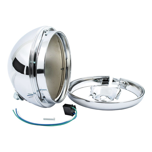 7" Headlamp Shell with Trim Ring Only. Chrome